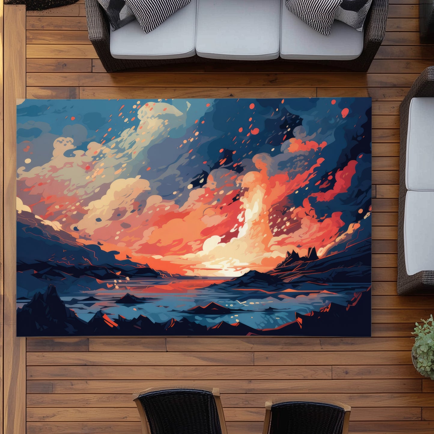 Magma Does Not Wait - Blue Outdoor Area Rug for Home Decor