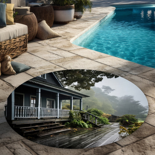 Rainy Porch 5' Round Outdoor Rug | White Area Rug for Decor