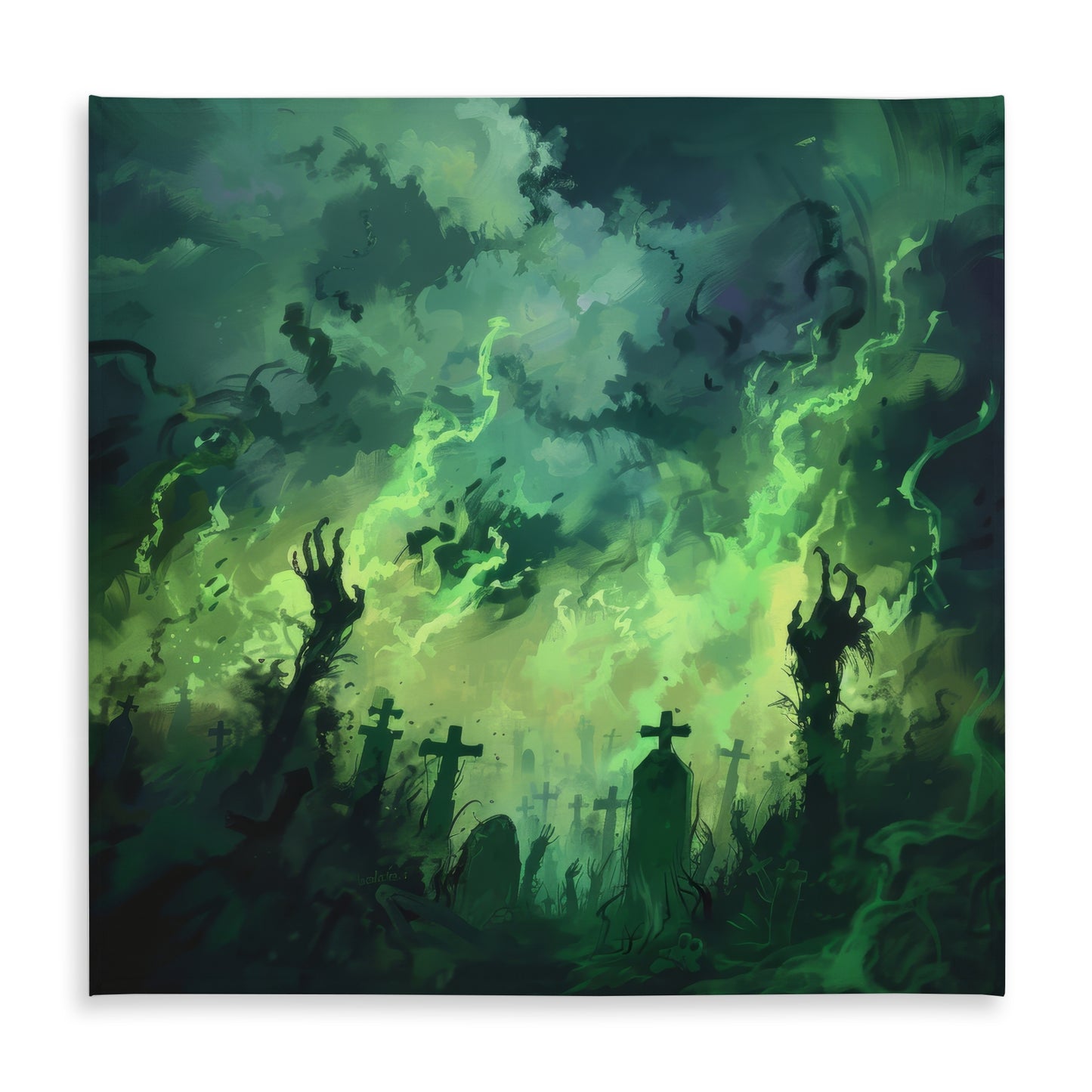 Reaching Hell Green Indoor Outdoor Tablecloth for Home Decor