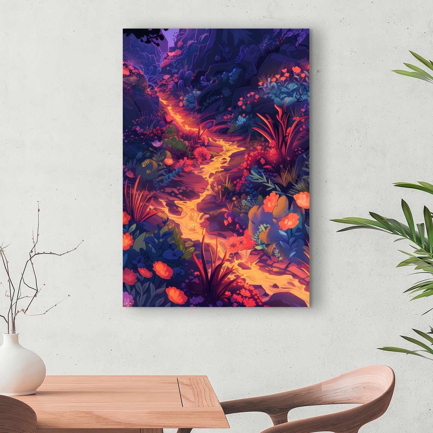 Burning Flowers - Pink Canvas Art for Home Decor | Stylish Decor