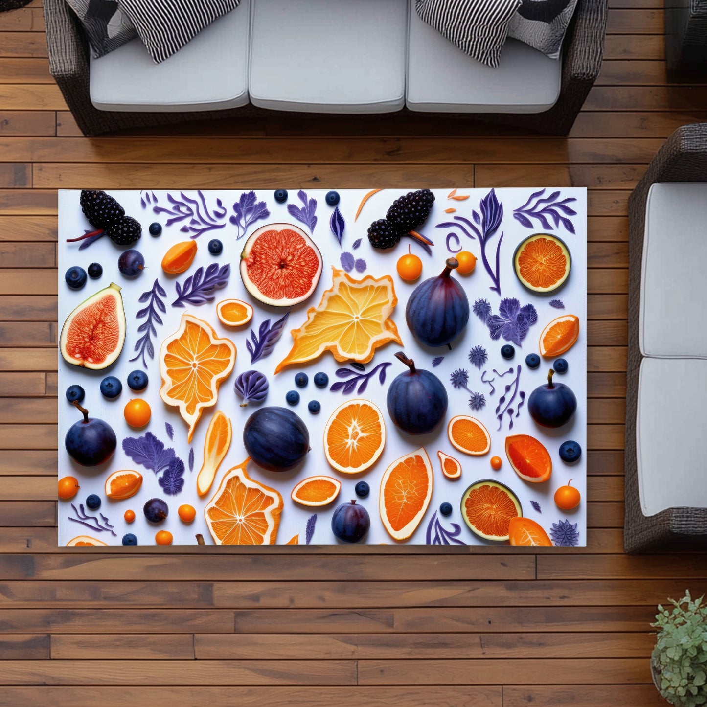 Fruity Skins Blue Outdoor Area Rug for Home Decor | Stylish Rugs