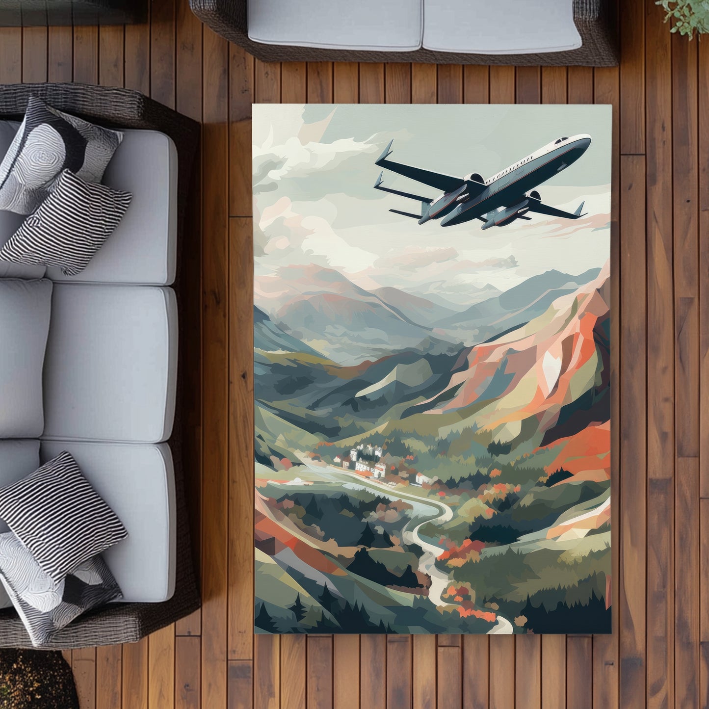 Shallow Flight Beige Outdoor Area Rug | Home Decor Essentials