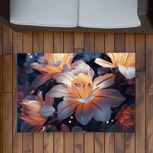 Tapis d'extérieur noir à fleurs Pixie pour décoration intérieure - Durable
