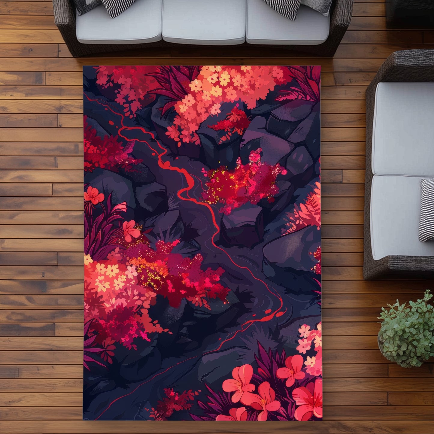 Burning Plants Purple Outdoor Area Rug | Home Decor Essentials