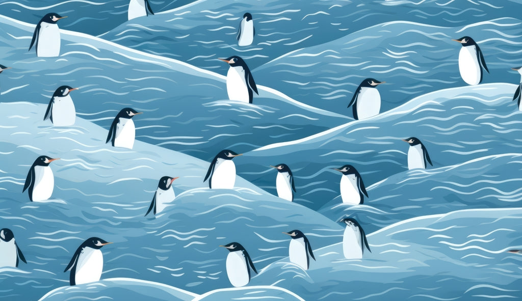 Penguins Wandering Blue Indoor Outdoor Tablecloth | Home Decor