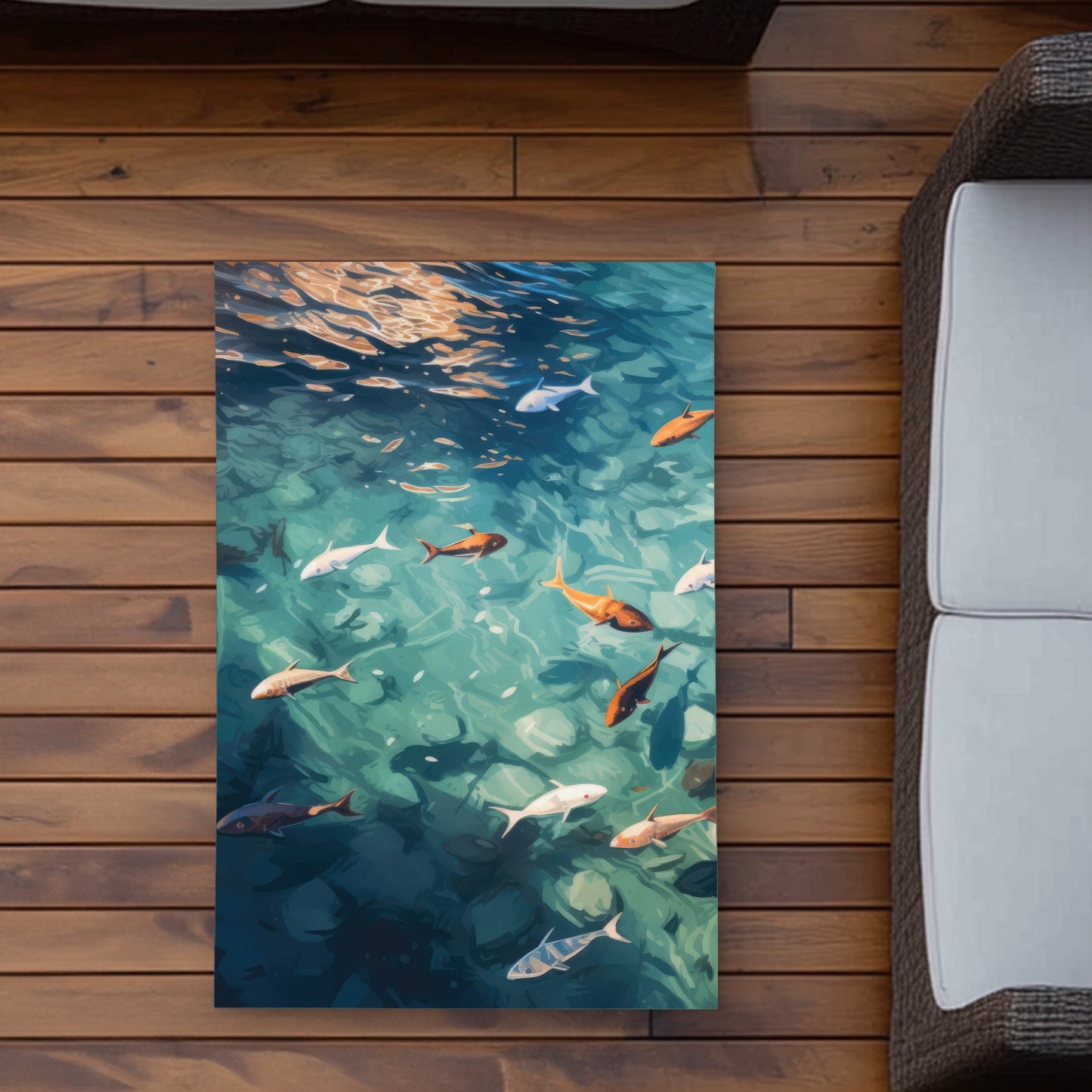 Caustic Fish Orange Outdoor Area Rug | Home Decor Essential