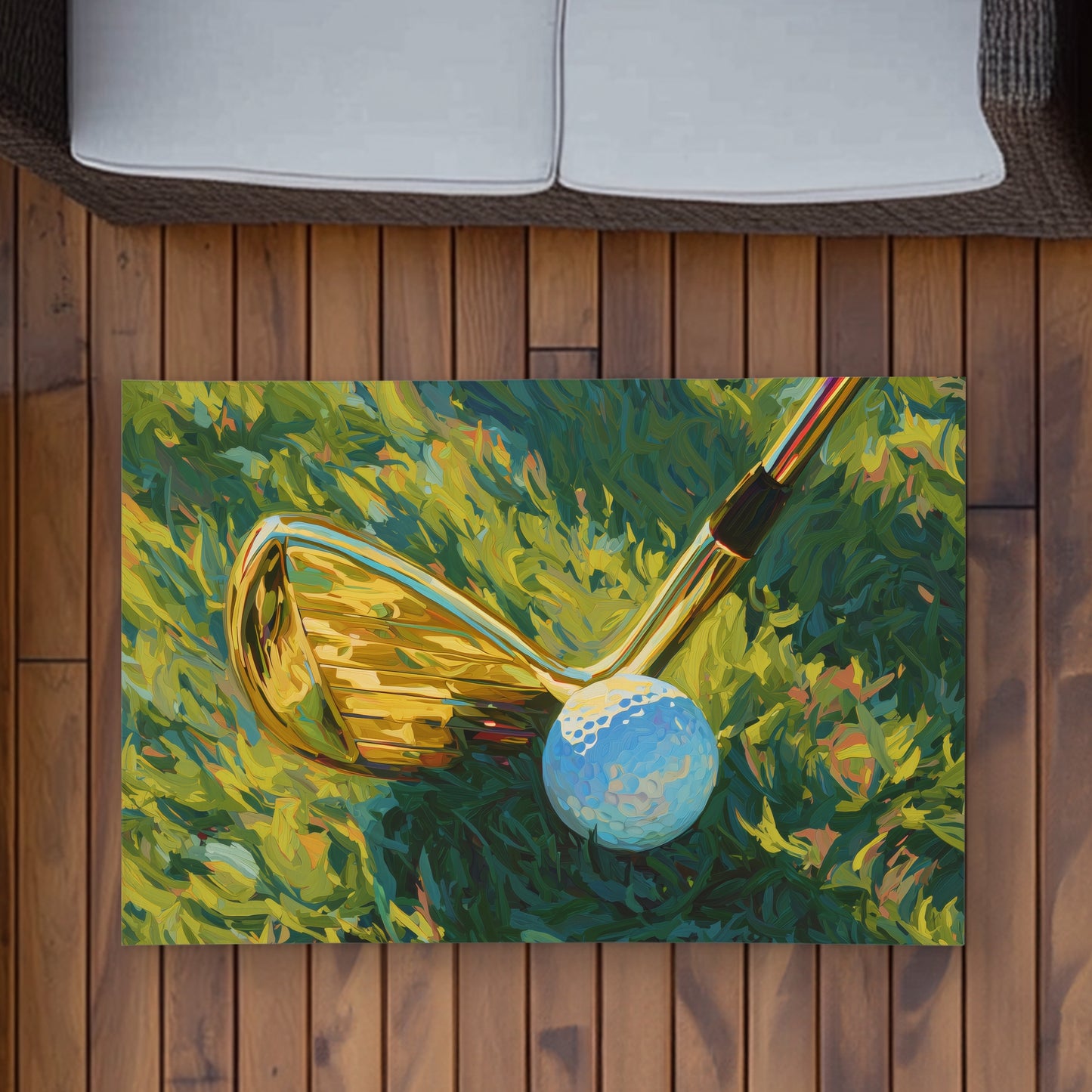Golden Club | Man Cave Abstract Outdoor Area Rug for Home Decor