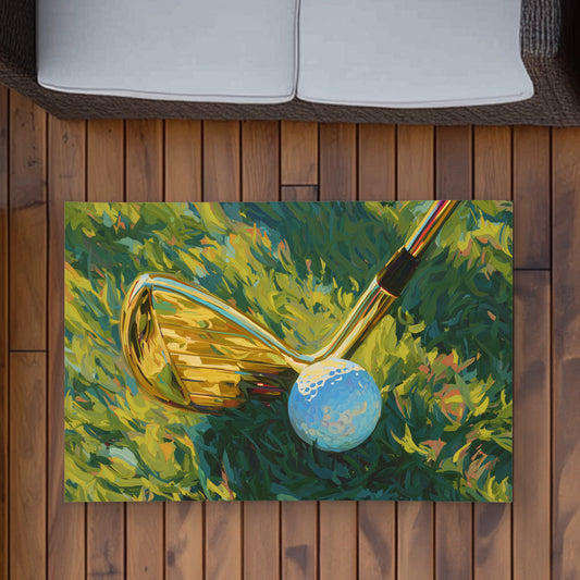 Golden Club | Man Cave Abstract Outdoor Area Rug for Home Decor