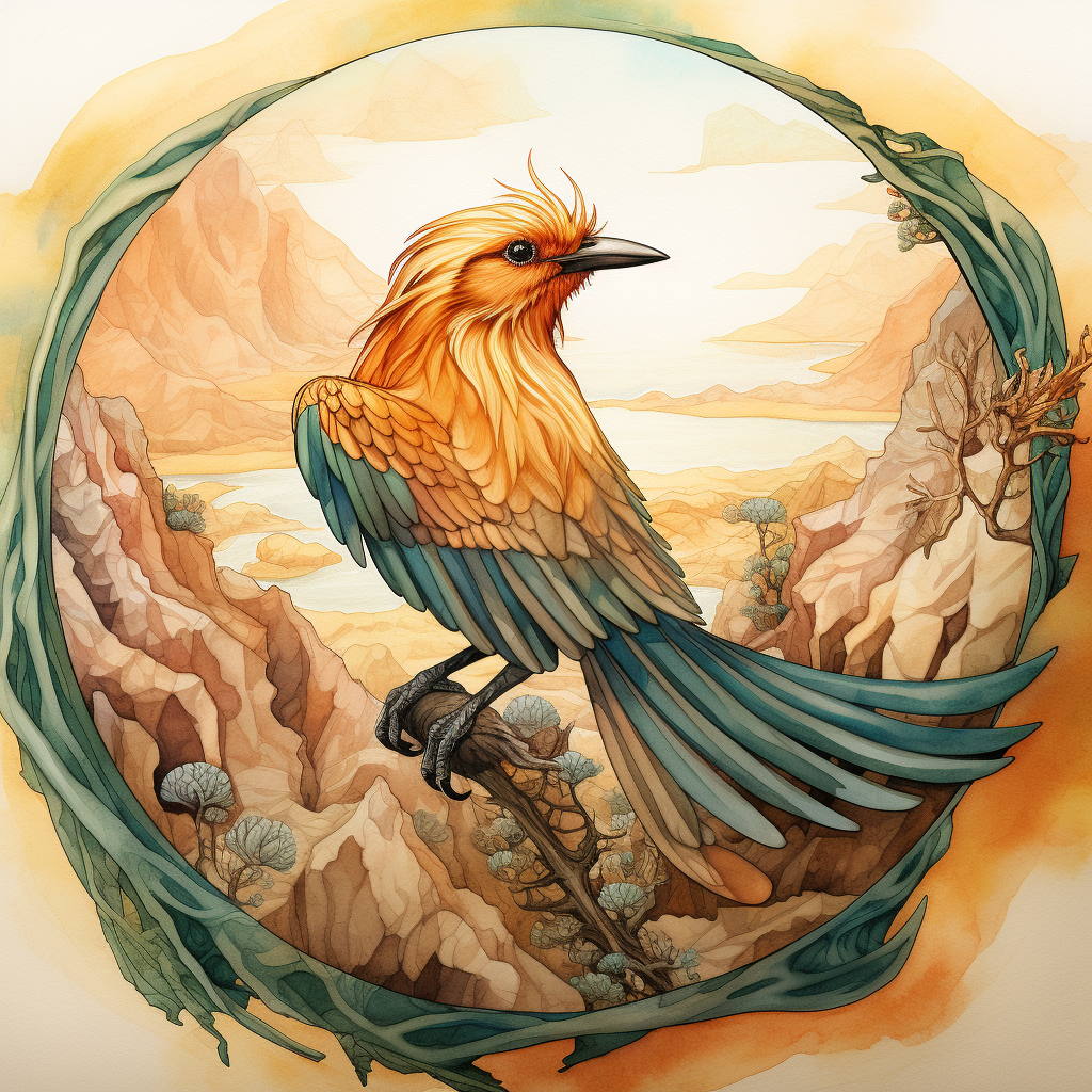 Perched bird - 32"x32" Canvas