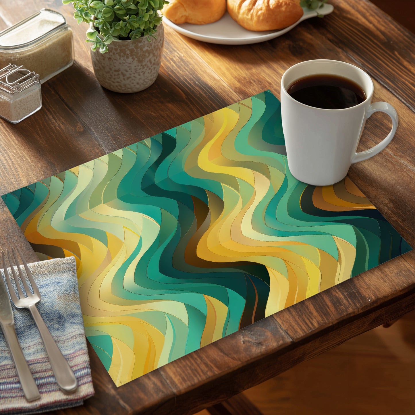 Jagged Luxury Gold Polyester Placemat - Elegant Home Decor