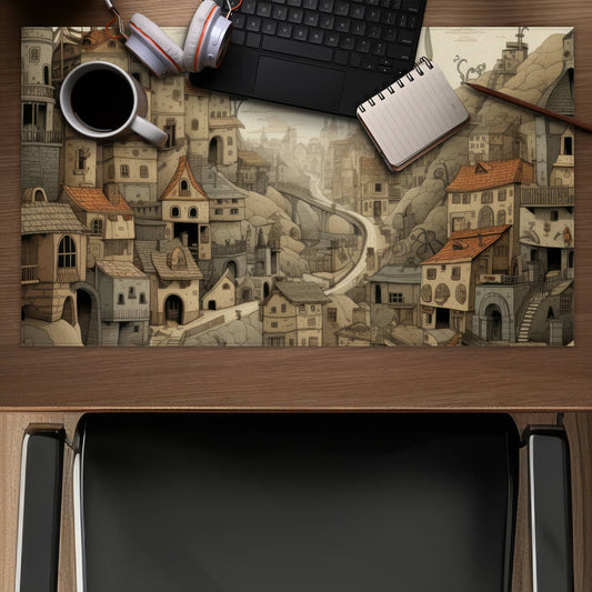 Intricate Town Hall - Orange Gaming Mat for Home Decor