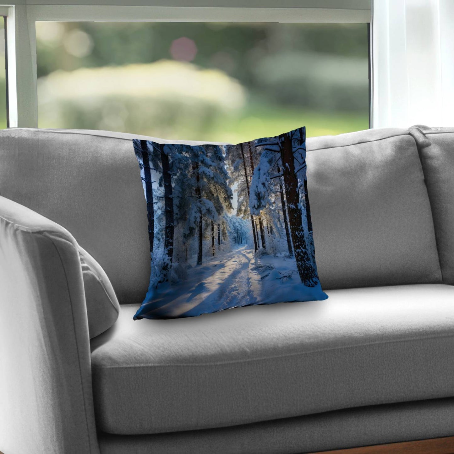 Snowy Path White Poly Twill Throw Pillow - Home Decor Insert