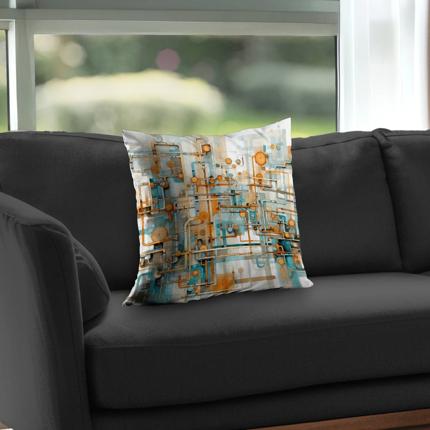 Like clockwork Turquoise Poly Twill Throw Pillow - Home Decor