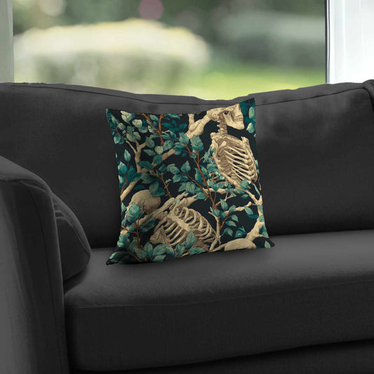 Sticks and Skulls Poly Twill Throw Pillow - Home Decor