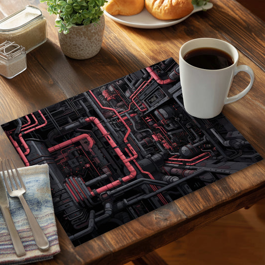 Tubular Nightmare - Gray Polyester Placemat for Home Decor