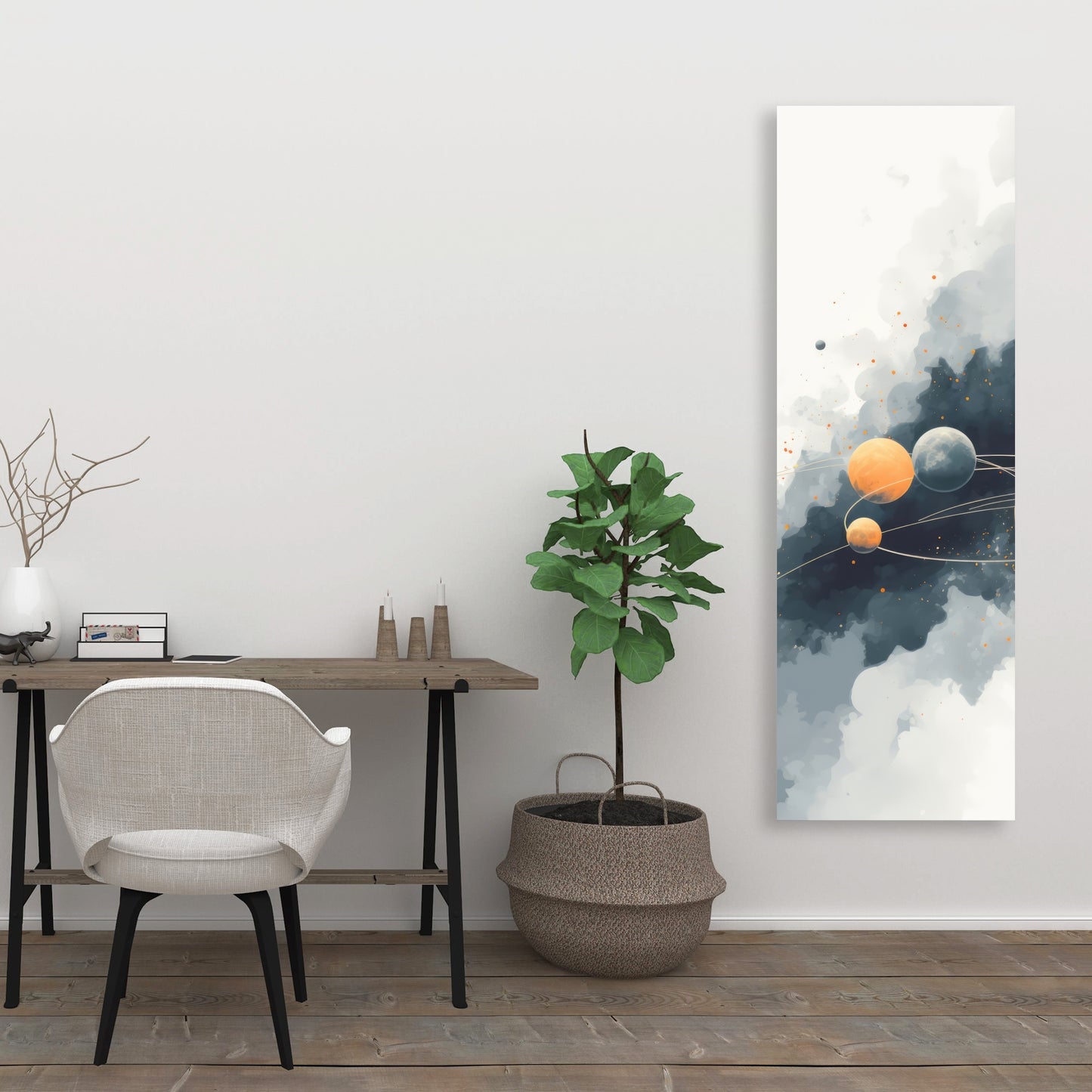 Circle of Planets - White Canvas Home Decor Wall Art