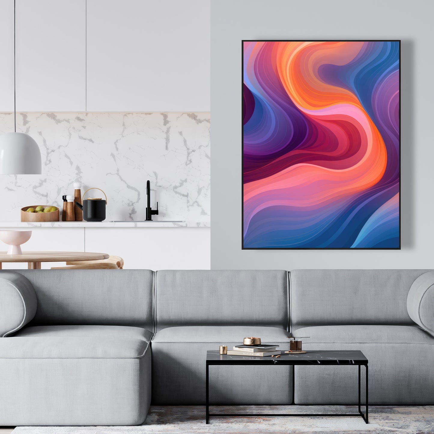 Purple Haze - Blue Framed Canvas Art for Home Decor