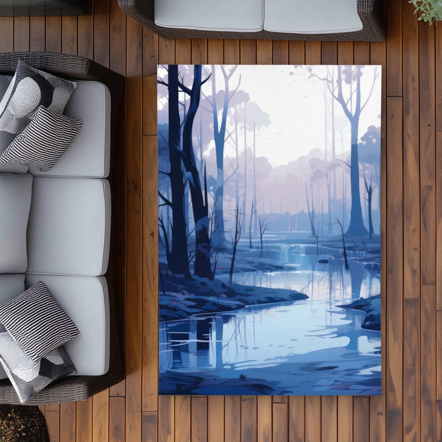 Cold and Muddy Blue Outdoor Area Rug for Home Decor