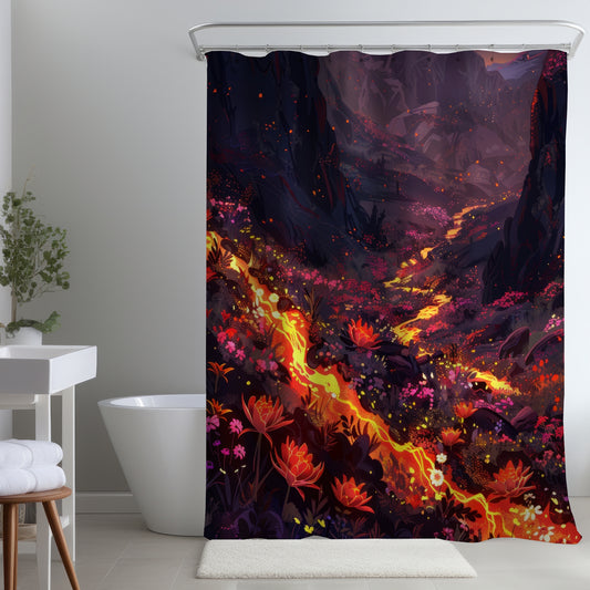 Bloom and Eruption Black Shower Curtain | Home Decor Essential