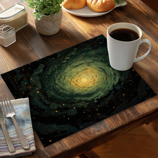 Swirling Gases Green Polyester Placemat for Home Decor