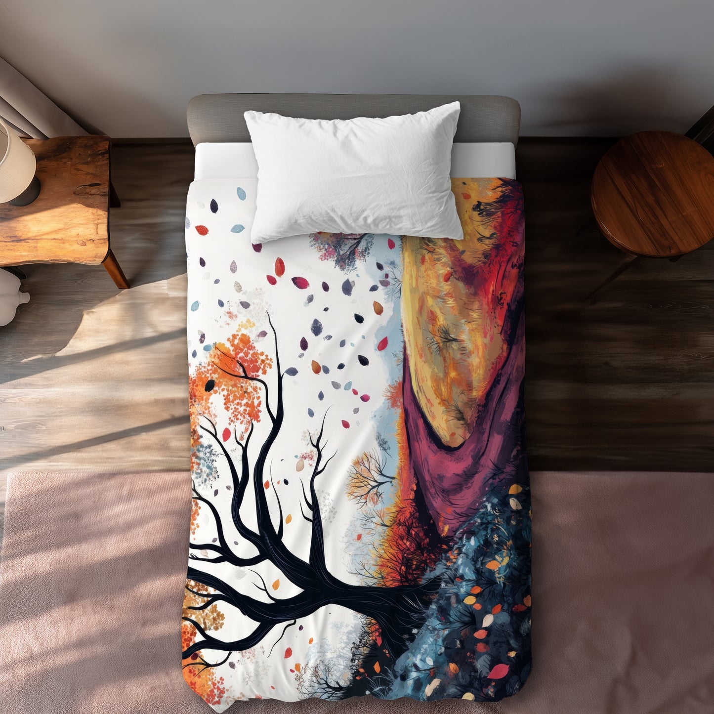 Blowing leaves - 88"x88" Duvet Cover