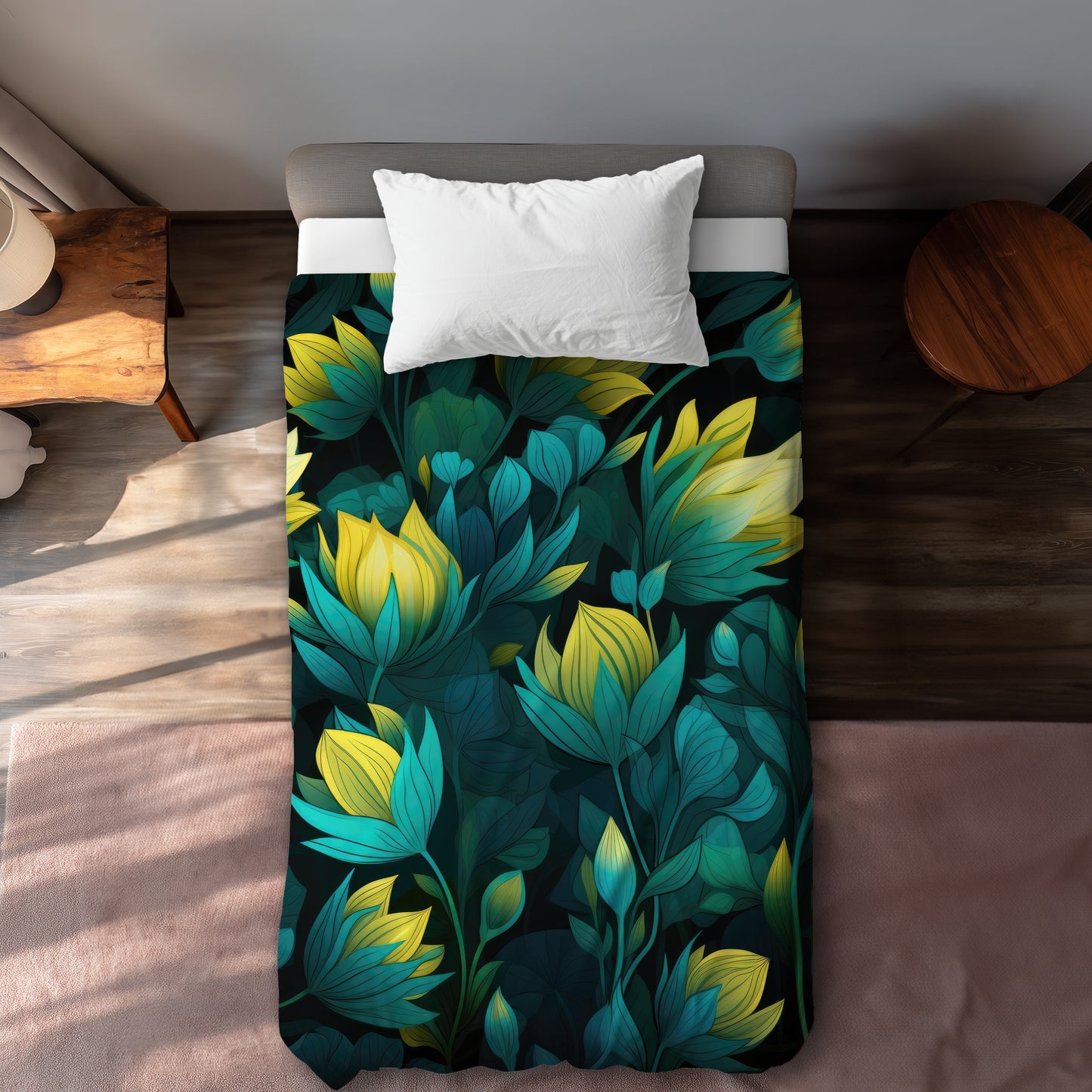 Intense Bloom Turquoise Duvet Cover | Home Decor Essentials