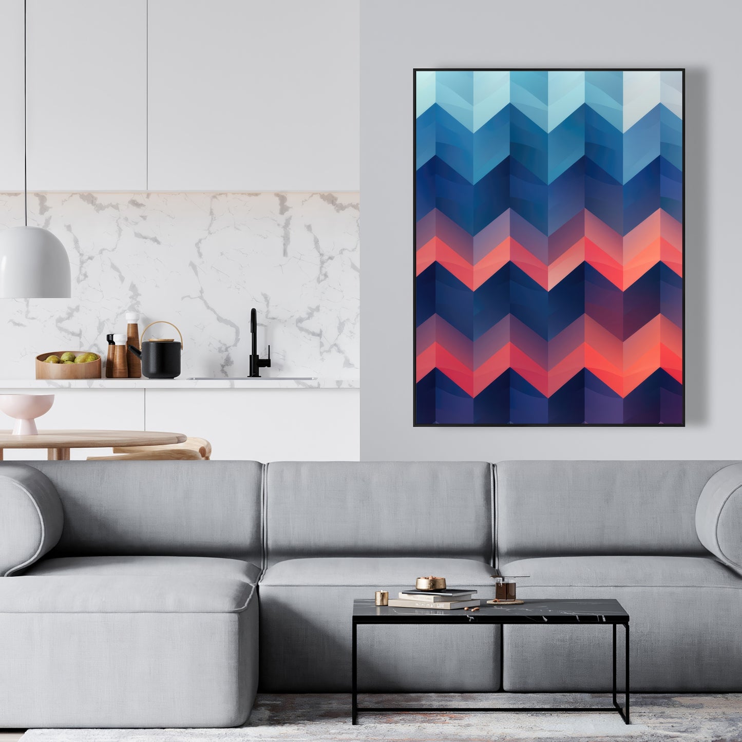 Heat Waves - Red Framed Canvas Art for Home Decor