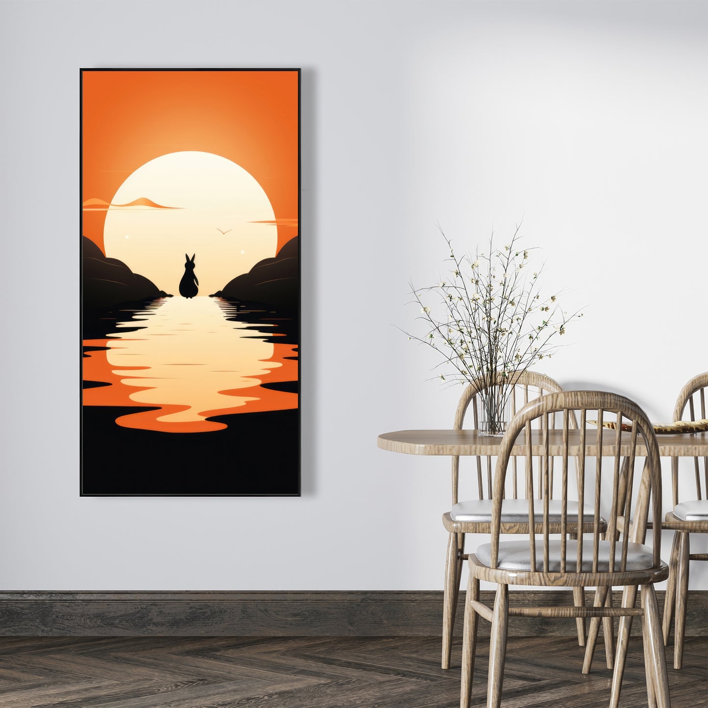 Running away - Orange Framed Canvas for Home Decor