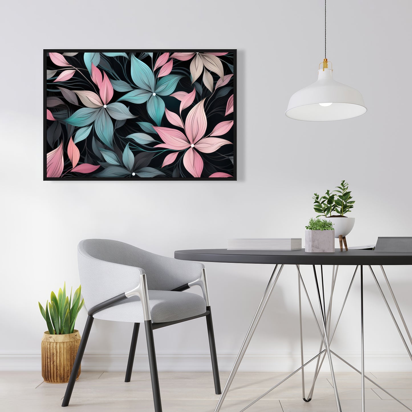 Desaturated flowers - 36"x36" Framed canvas