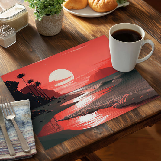 Blood Sun Coral Polyester Placemat - Stylish Home Decor