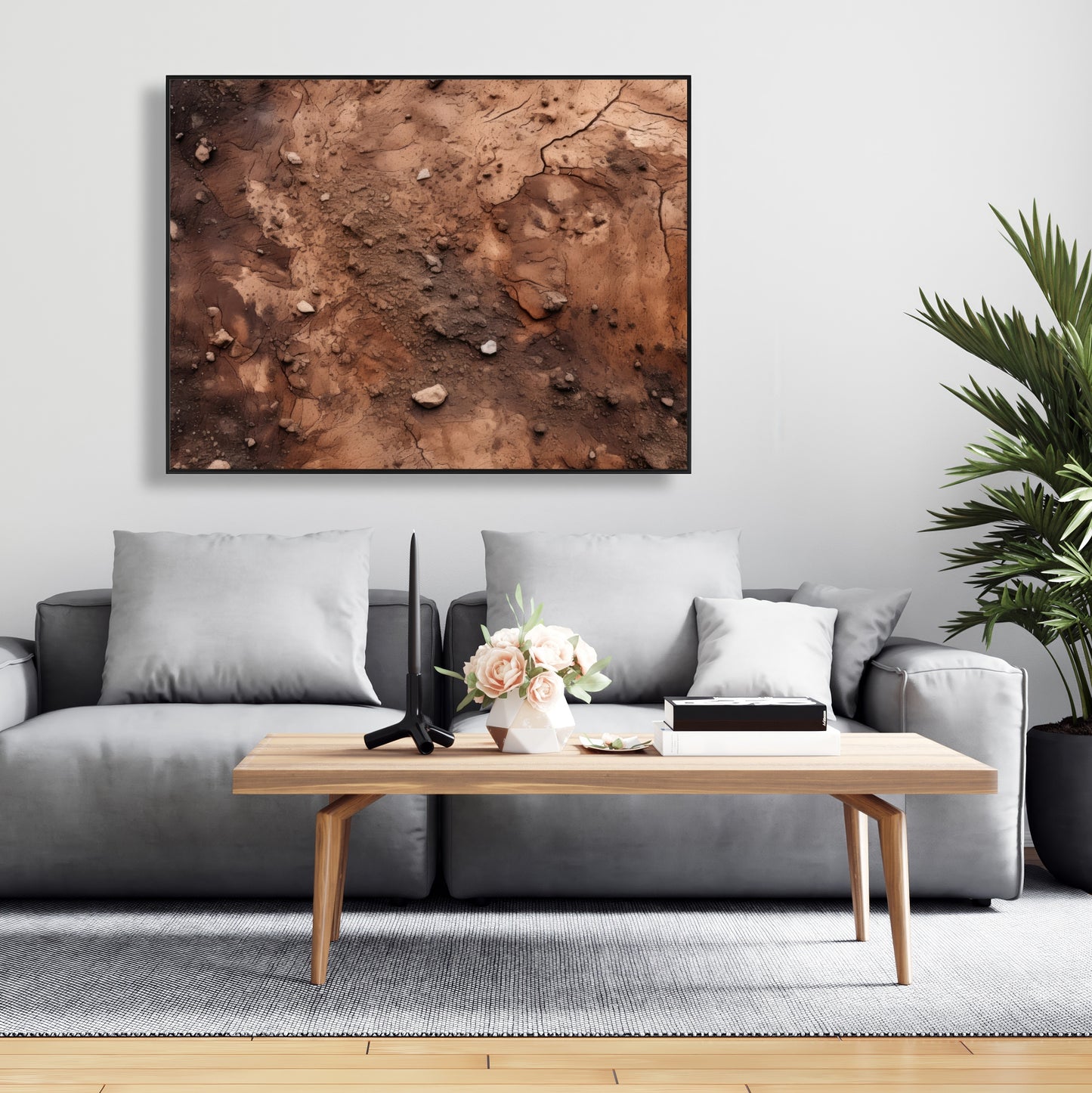 Mud and Stones | Brown Framed Canvas Home Decor Art
