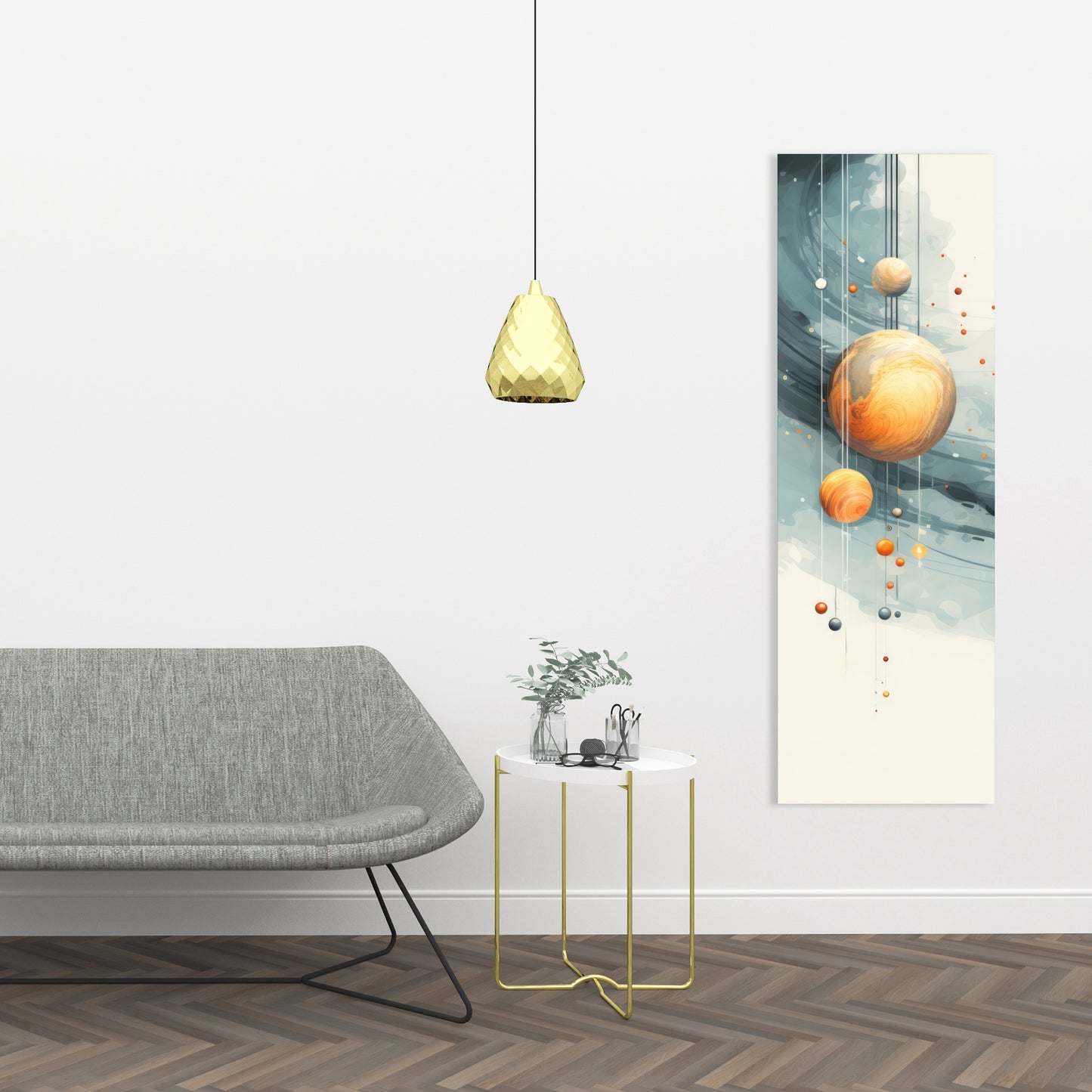 Hanging Planets - Blue Canvas Art for Home Decor | Unique Wall Art