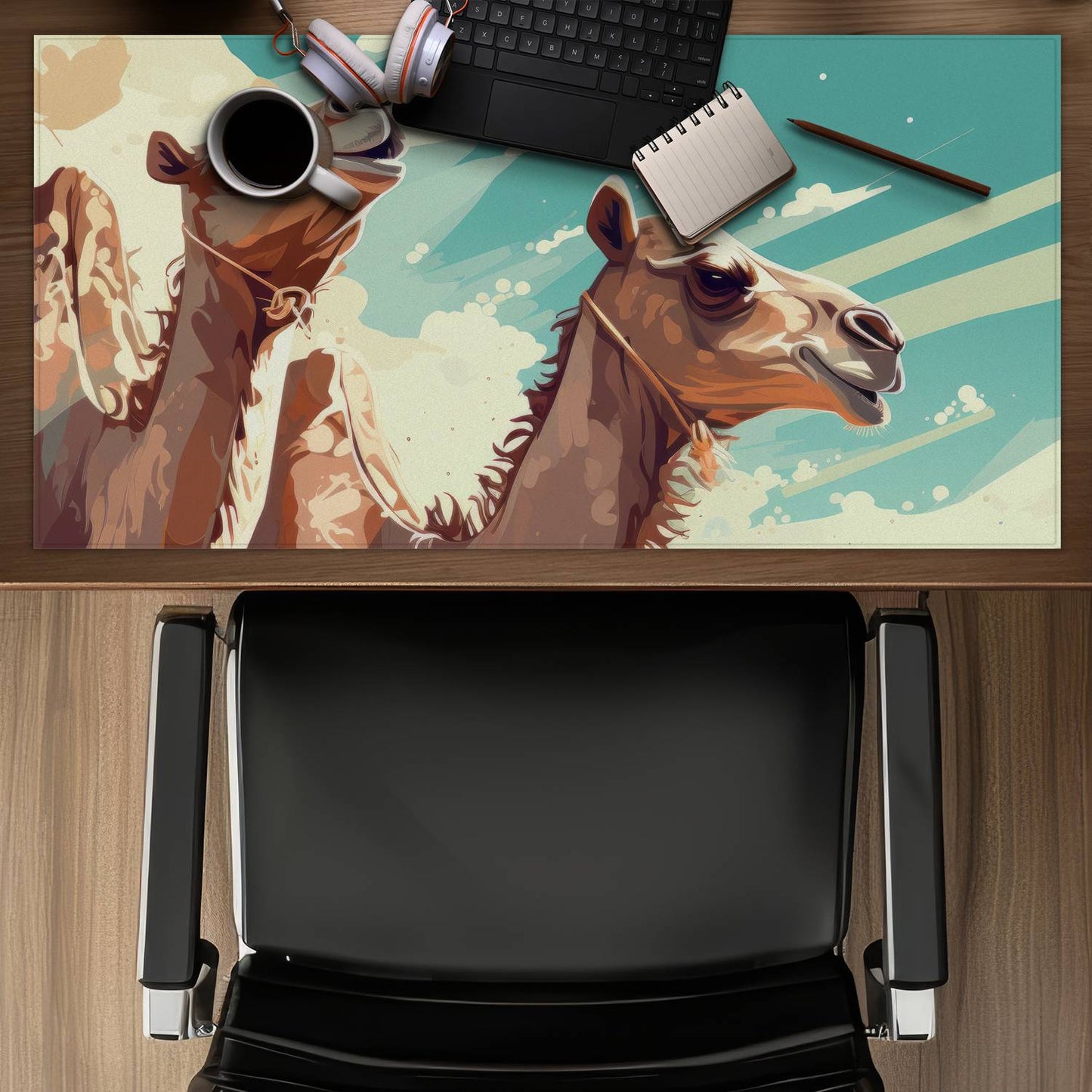 Two camels - Desk mat - Print on demand