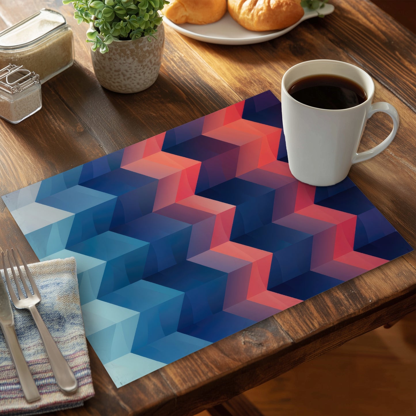 Heat Waves Coral Polyester Placemat | Stylish Home Decor