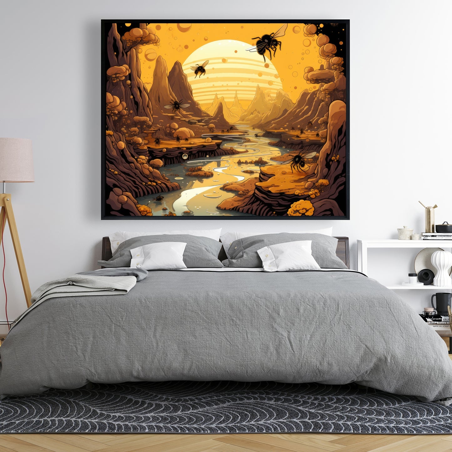 Hive Mind - Black Framed Canvas Art for Home Decor