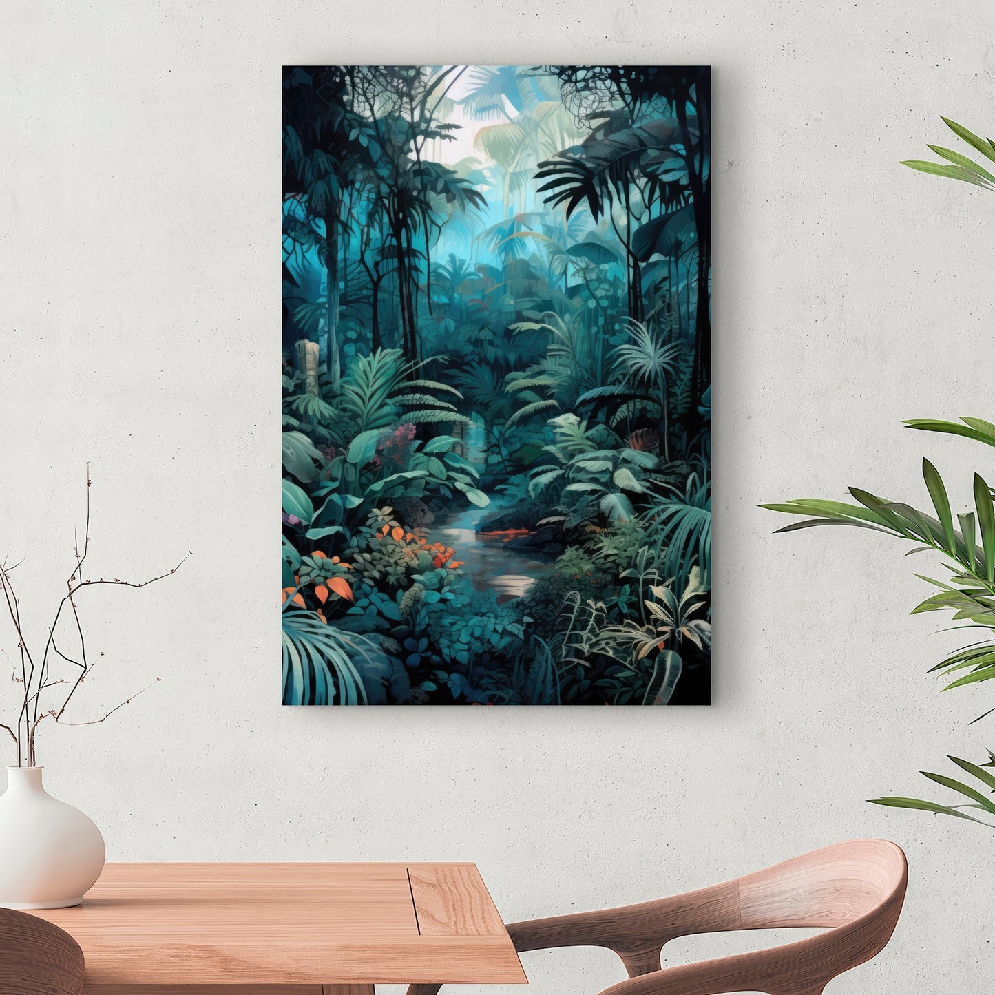 Deep in the jungle - Orange Canvas Art for Home Decor