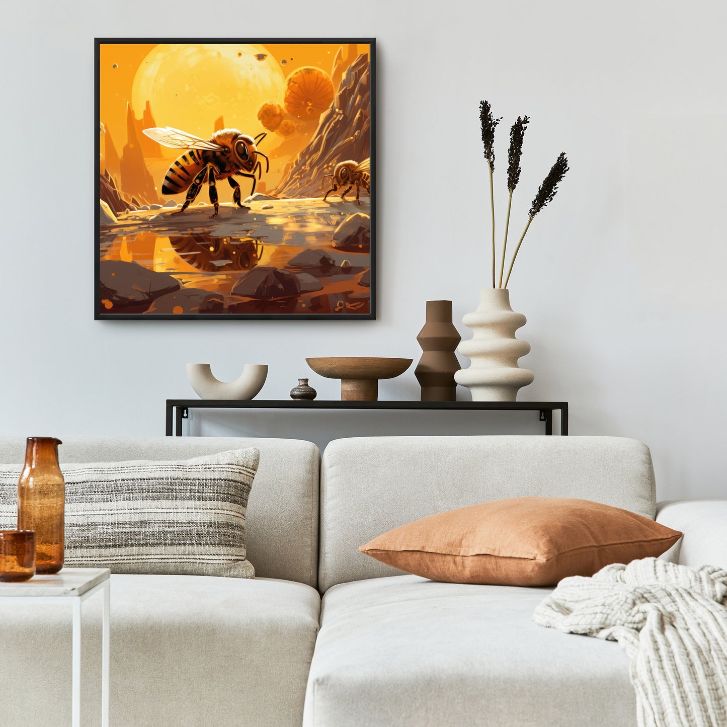 Bee world - 36"x36" Framed canvas
