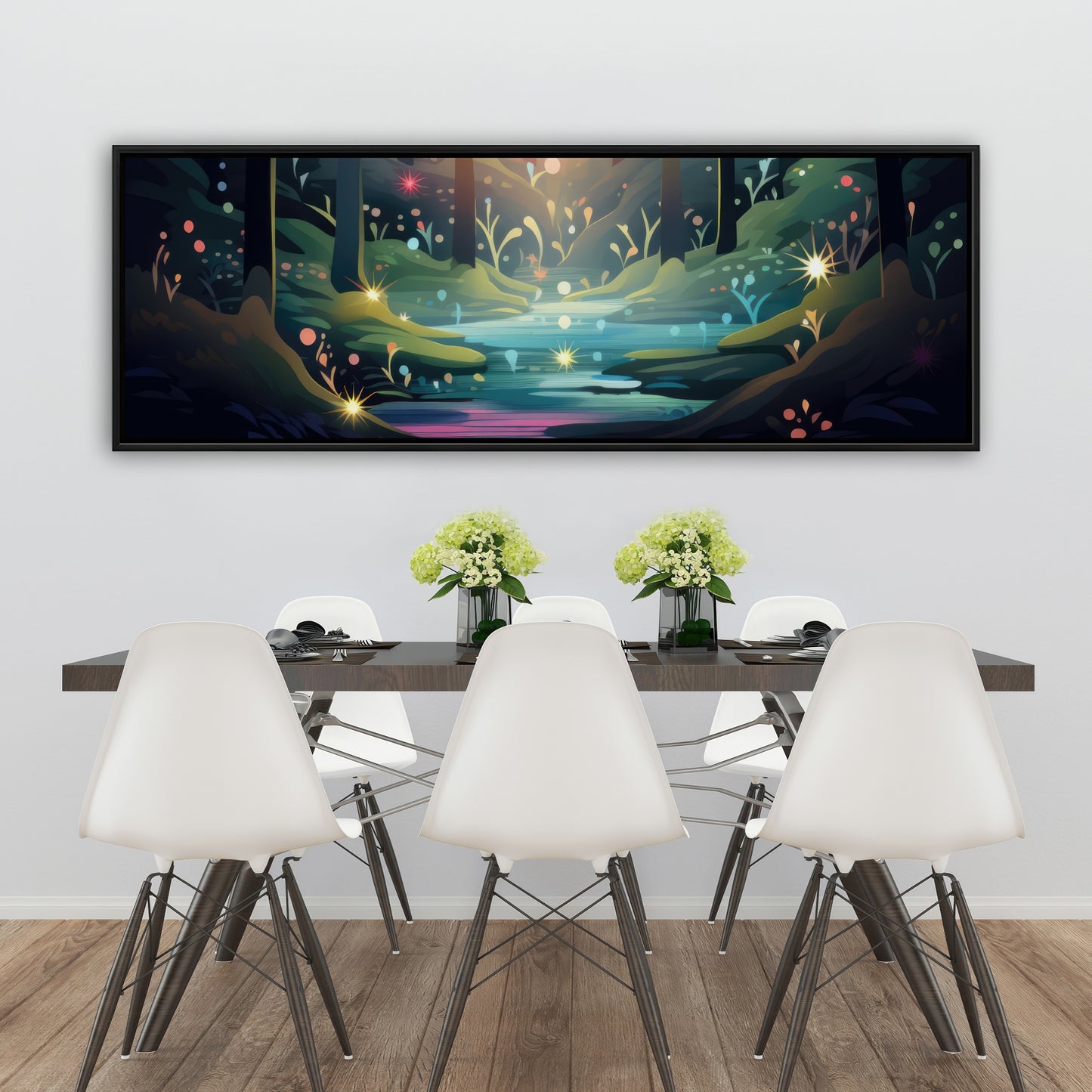 Magical forest - Turquoise Framed Canvas for Home Decor