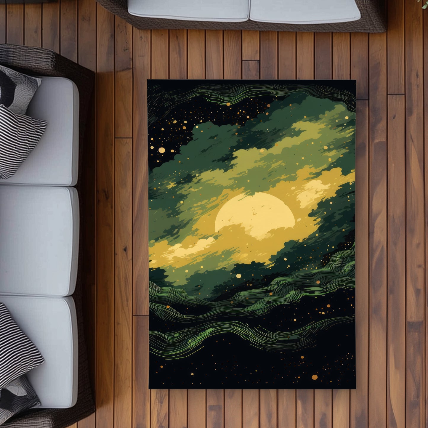 Cloudy Star Black Outdoor Area Rug | Stylish Home Decor