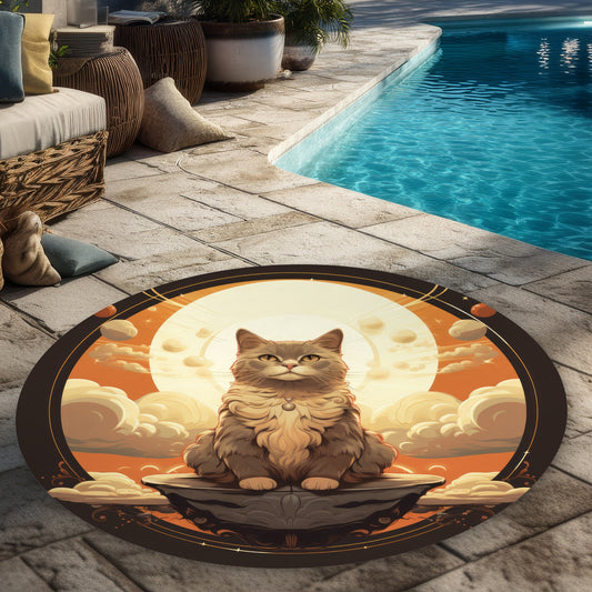 The overlord Black Round Outdoor Area Rug | Home Decor