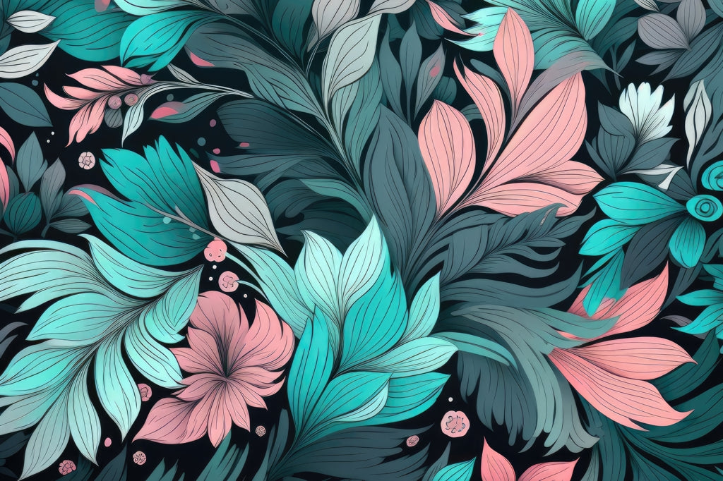 Neon Leaves - Turquoise Outdoor Area Rug for Home Decor