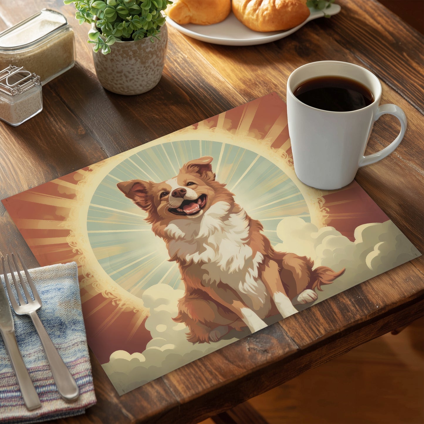 Pats and Smiles Beige Polyester Placemat for Home Decor