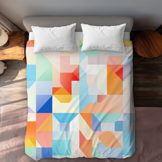 Housse de couette blanche à motif géométrique Cadence | Décoration d'intérieur élégante