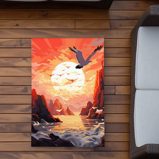 Tapis d'extérieur orange Isles of Omen | Décoration d'intérieur élégante