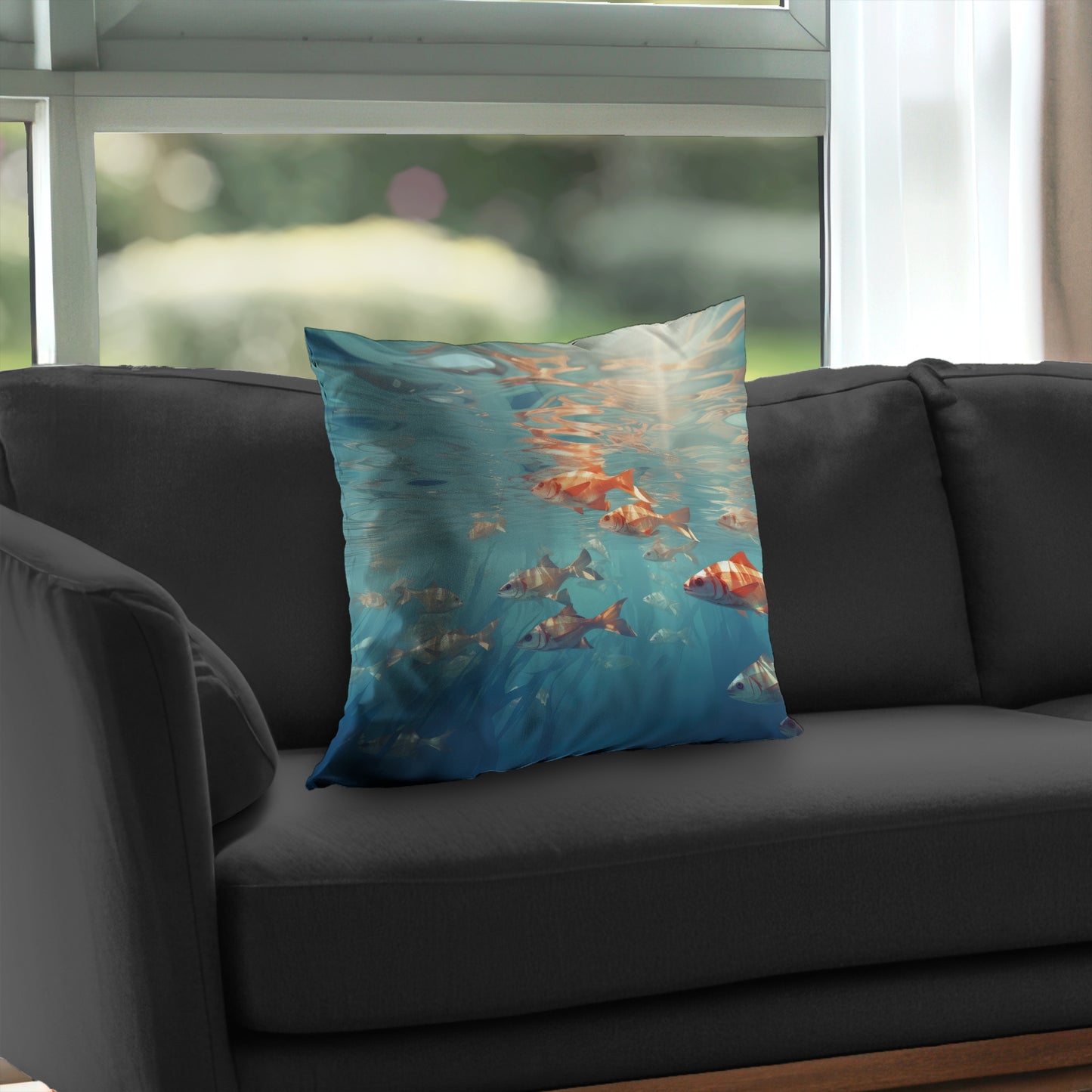 Surface tension Orange Poly Twill Throw Pillow - Home Decor