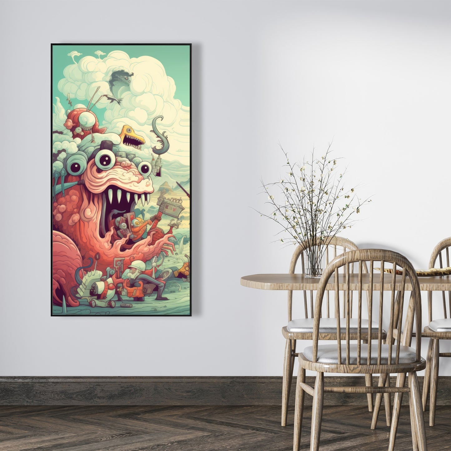 Day of Reckoning - Blue Framed Canvas for Home Decor
