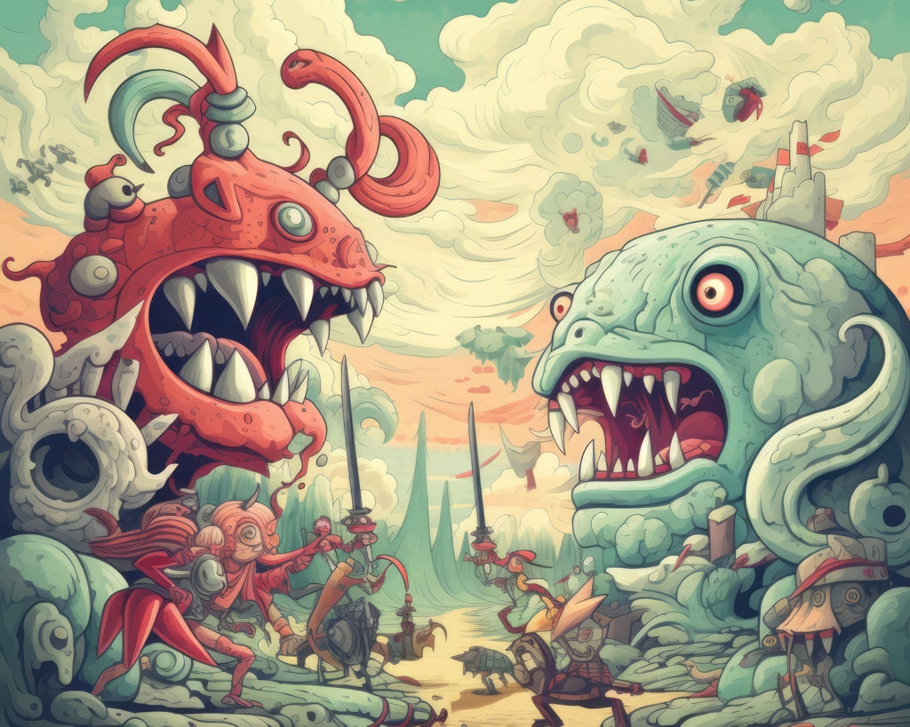Two titans - Framed Canvas - Print on demand