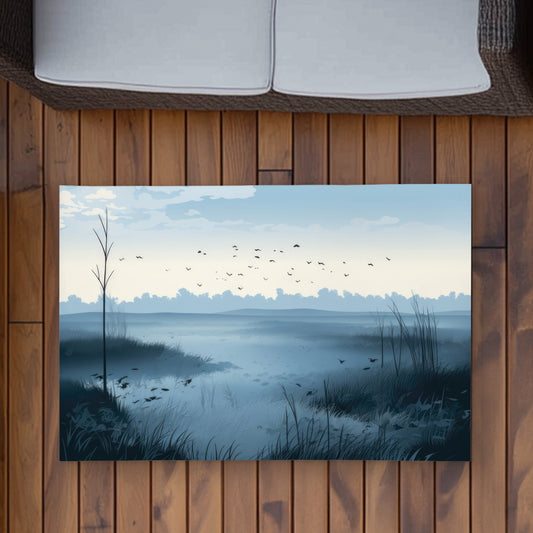 Evening Marsh - Blue Outdoor Area Rug for Home Decor