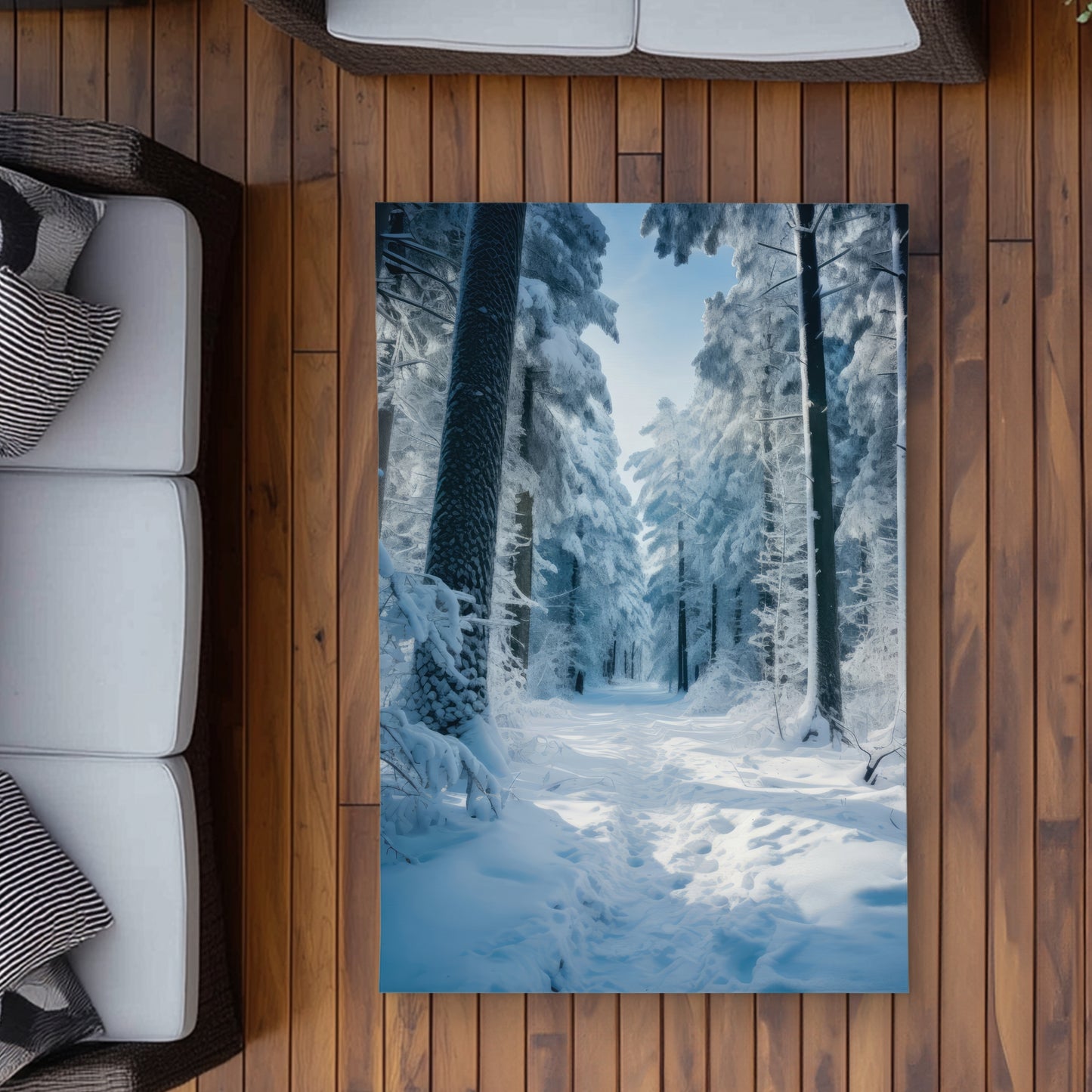 Cold forest White Outdoor Area Rug for Home Decor - Stylish