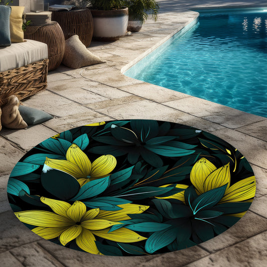 Potent Turquoise Round Outdoor Area Rug for Home Decor